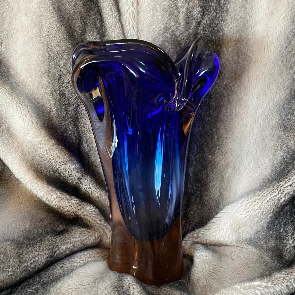 Stunning Very Heavy Multi Color Murano Style Vintage Large Vase - Picture 13 of 16